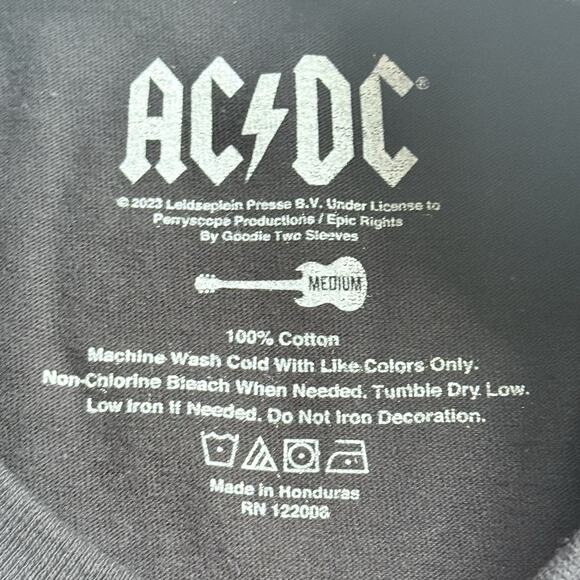 AC/DC Hells Bells T Shirt Medium Black Unisex Rock Band Tee New with Damage - Picture 5 of 6